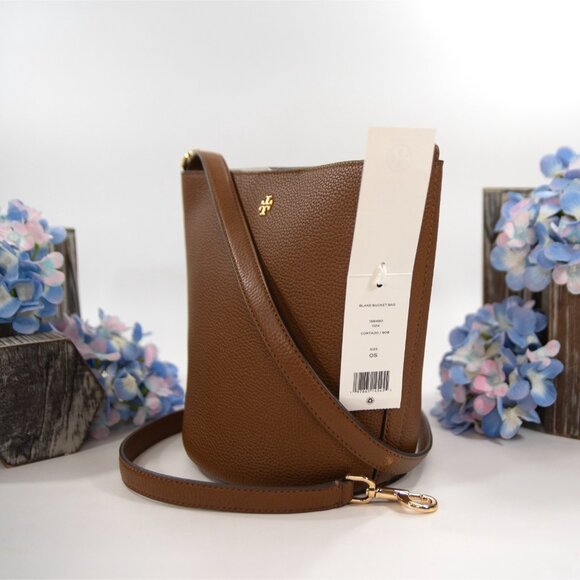 Tory Burch Cortado Pebbled Leather Blake Bucket Crossbody Shoulder Bag NWT - Picture 4 of 9